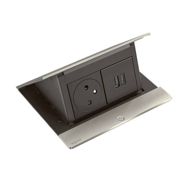 Pop up incara 2p+t surface + chargeur usb type-a+c - 4 modules inox - Legrand - 654816