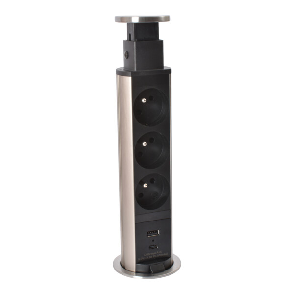 Bloc prise encastrable Legrand Incara Tower 60 avec 3 prises 2P+T et 1 prise USB type A+C - Legrand - 654970