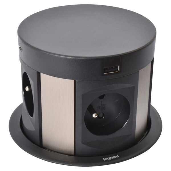 Bloc prise encastrable Legrand Incara Tower 120 avec 4 prises 2P+T et 4 prises USB type A et C - Legrand - 654980