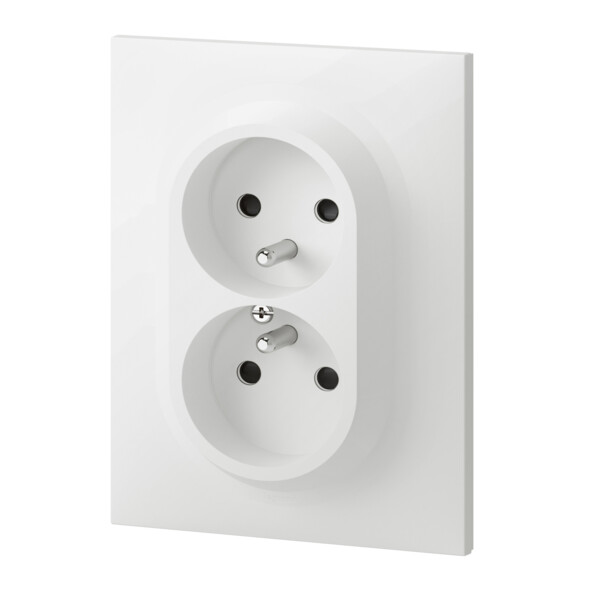 Double prise de courant 2P+T blanc Legrand Dooxie 16A compacte monobloc easyréno avec plaque - Legrand - 600321