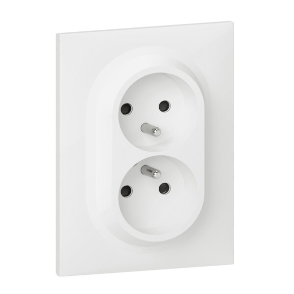 Double prise de courant 2P+T blanc Legrand Dooxie 16A compacte monobloc easyréno avec plaque - Legrand - 600321
