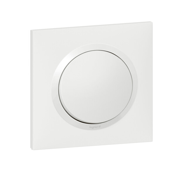Poussoir blanc Legrand Dooxie 6A 250V avec plaque de finition - Legrand - 600705