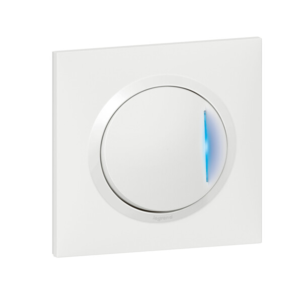 Interrupteur ou va-et-vient blanc Legrand Dooxie avec voyant témoin 10AX 250V avec plaque - Legrand - 600710