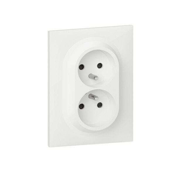 Double prise de courant 2P+T blanc Legrand Dooxie 16A compacte monobloc easyréno avec plaque - Legrand - 600721