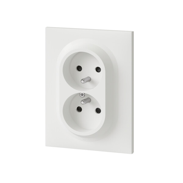 Double prise de courant 2P+T blanc Legrand Dooxie 16A compacte monobloc easyréno avec plaque - Legrand - 600721