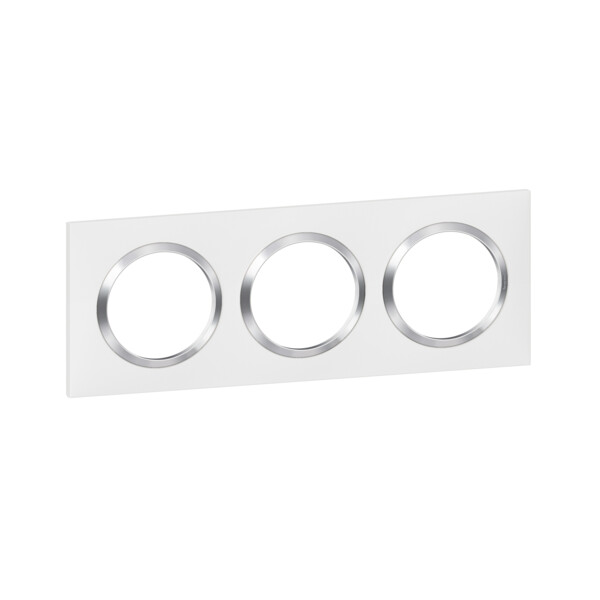 Plaque carrée finition blanc Legrand Dooxie 3 postes avec bague effet chrome - Legrand - 600843