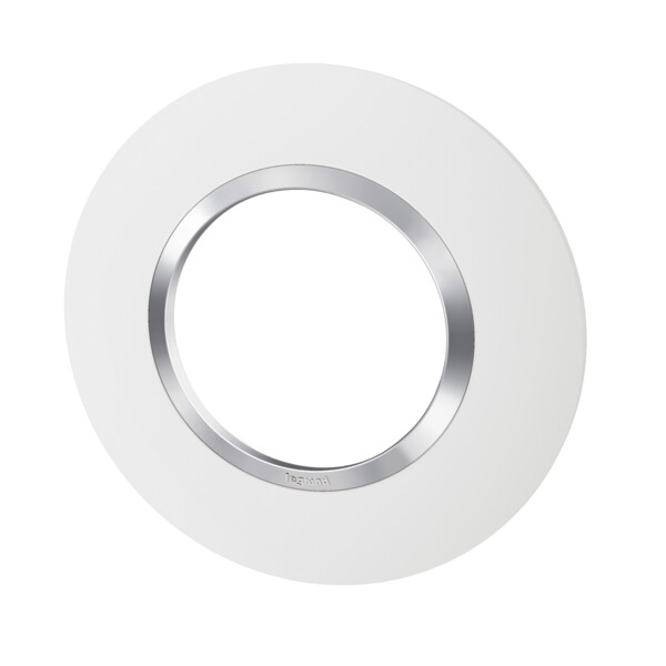 Plaque ronde finition blanc Legrand Dooxie 1 poste avec bague effet chrome - Legrand - 600973