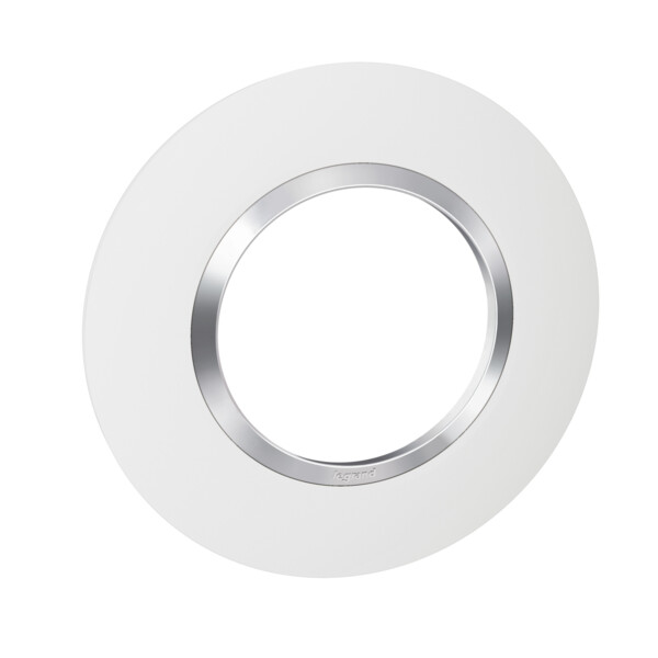 Plaque ronde finition blanc Legrand Dooxie 1 poste avec bague effet chrome - Legrand - 600973
