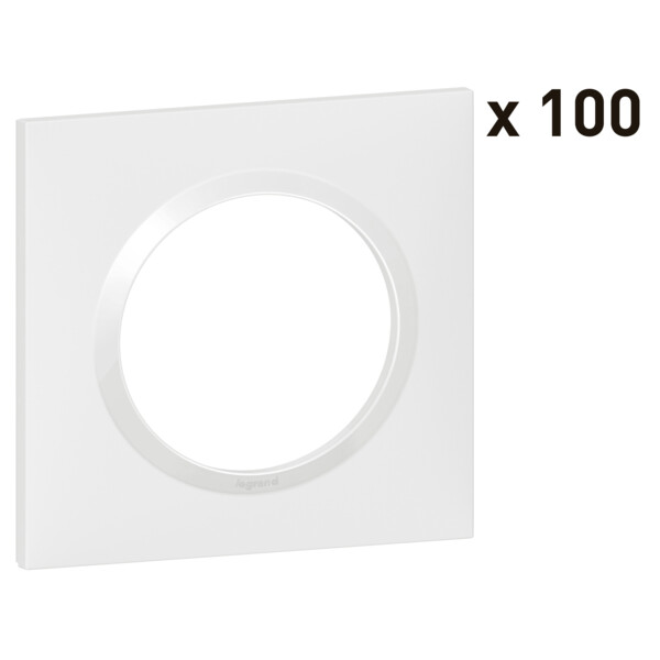 Lot de 100 plaques Legrand Dooxie carrées 1 poste finition blanc - Legrand - 600941