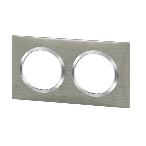 Plaque carrée effet inox brossé Legrand Dooxie 2 postes - Legrand - 600872