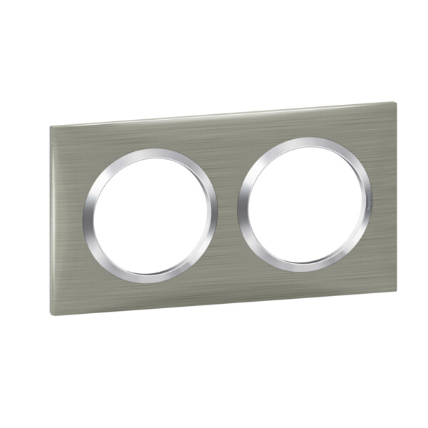 Plaque carrée effet inox brossé Legrand Dooxie 2 postes - Legrand - 600872