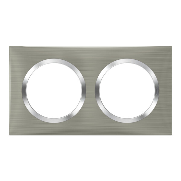 Plaque carrée effet inox brossé Legrand Dooxie 2 postes - Legrand - 600872