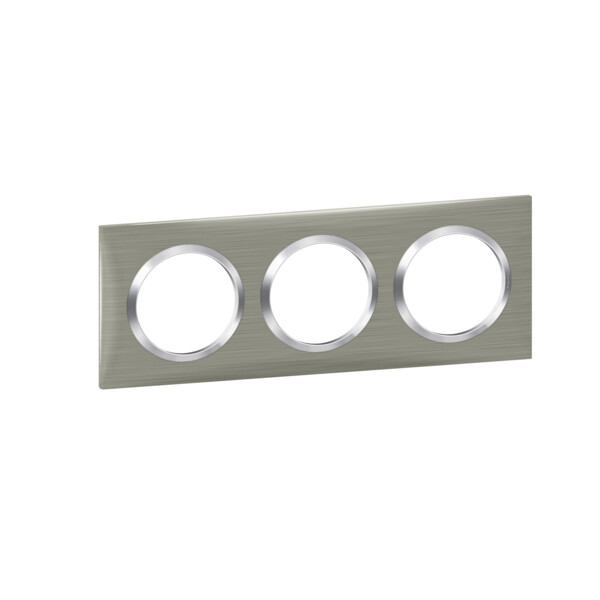 Plaque carrée effet inox brossé Legrand Dooxie 3 postes - Legrand - 600873