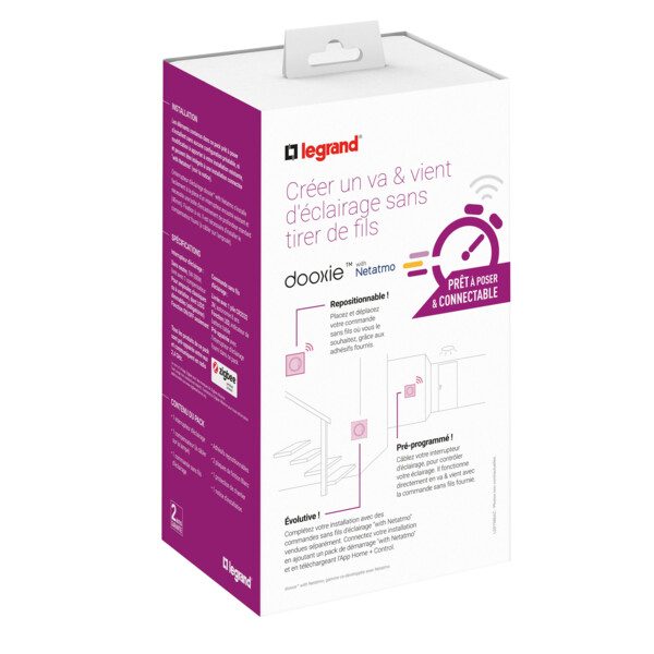 Kit Prêt-à-poser Dooxie va-et-vient sans fil With Netatmo, complet et connecté - Legrand - 600692