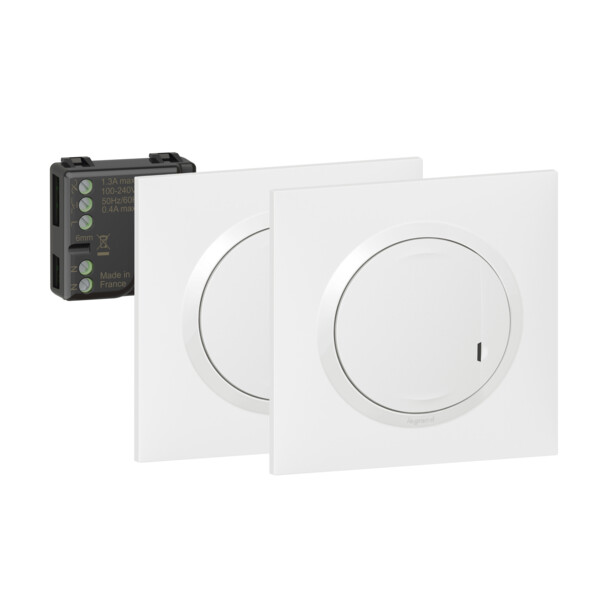 Prêt-à-poser Dooxie va-et-vient sans fil + micromodule Netatmo, complet blanc - Legrand - 600699