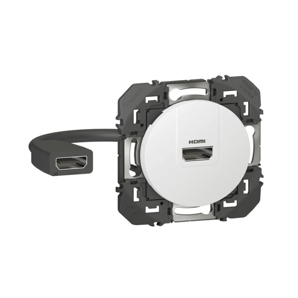 Prise HDMI blanc Dooxie Legrand pré-connectorisée version 2.0 - Legrand - 600385