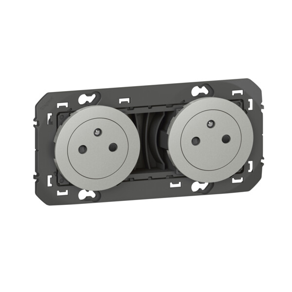Double prise de courant 2P+T aluminium Legrand Dooxie surface précâblées 16A - Legrand - 600432