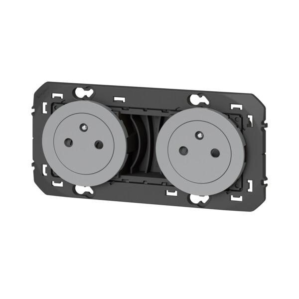 Double prise de courant 2P+T aluminium Legrand Dooxie surface précâblées 16A - Legrand - 600432