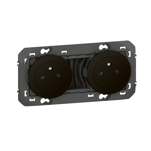 Double prise de courant 2P+T noir mat Legrand Dooxie surface précâblées 16A - Legrand - 600532