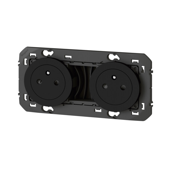Double prise de courant 2P+T noir mat Legrand Dooxie surface précâblées 16A - Legrand - 600532