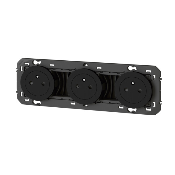 Triple prise de courant 2P+T noir mat Legrand Dooxie surface précâblées 16A - Legrand - 600533