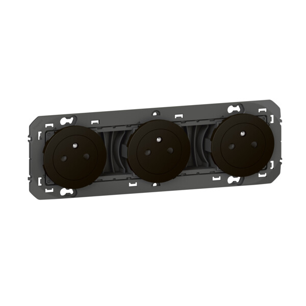 Triple prise de courant 2P+T noir mat Legrand Dooxie surface précâblées 16A - Legrand - 600533