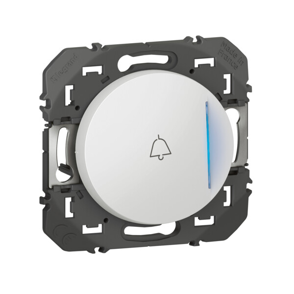 Poussoir blanc Legrand Dooxie avec voyant lumineux et marquage sonnette 6A 250V - Legrand - 600018