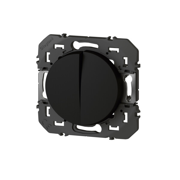 Double interrupteur ou va-et-vient noir mat Legrand Dooxie 10AX 250V - Legrand - 600202