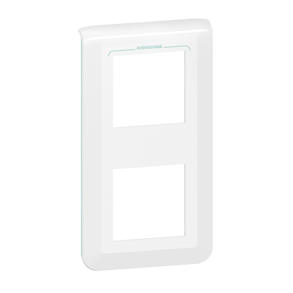 Plaque de finition verticale Mosaic pour 2x2 modules blanc antimicrobien - Legrand - 078723L