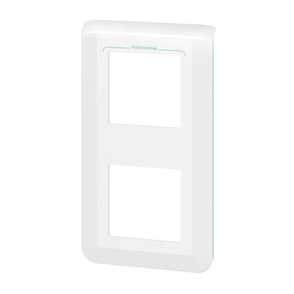 Plaque de finition verticale Mosaic pour 2x2 modules blanc antimicrobien - Legrand - 078723L