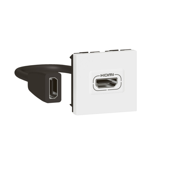 Prise HDMI Type-A version 2.0 préconnectorisée Mosaic 2 modules - blanc - Legrand - 078979L