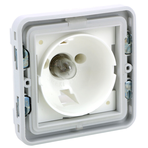 Socle étanche avec voyant Plexo composable IP55 - gris et blanc - Legrand - 069583
