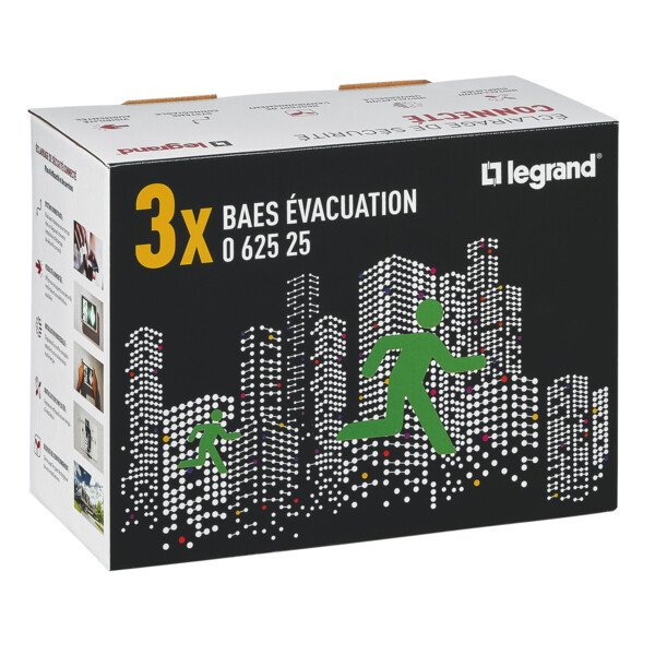 Legrand - Pack de 3 Baes d'évacuation saillie sati connecté à leds 45lm 1h plastique ip43 ik07 visibilité augmentée pour erp et ert - Legrand - 162525