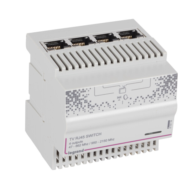 Répartiteur modulaire télévision TNT et satellite Legrand 4 sorties RJ45 4 modules - Legrand - 413118