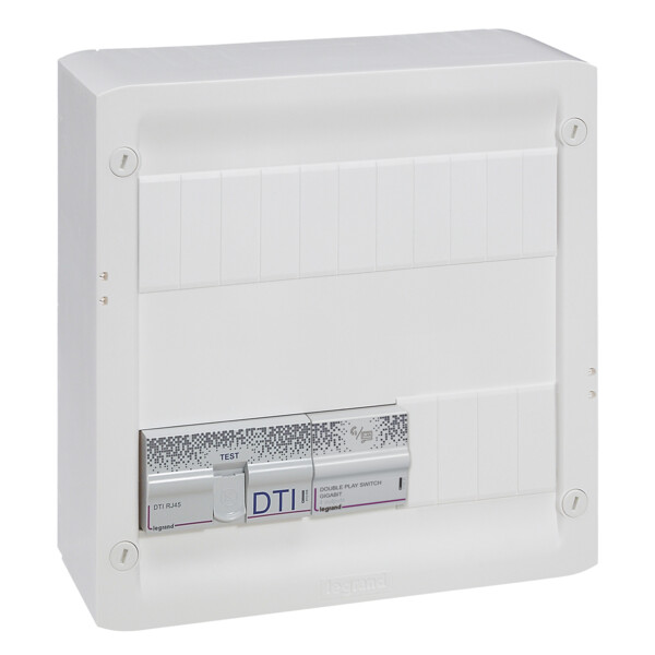 Legrand Coffret de communication Basique Double Play Drivia 13 - 4 x RJ45 STP + répartiteur TV 2 sorties - Legrand - 413250