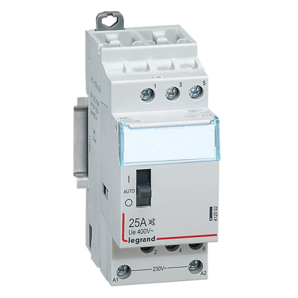 Contacteur domestique silencieux Legrand CX³ bobine 230V 3P 400V 25A contact 3F 2 modules - Legrand - 412502