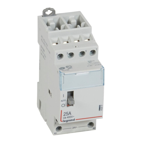 Contacteur de puissance cde manuelle - 24 v~ - 2p - 400v~ - 25 a - 4f - 2 mod - Legrand - 412517