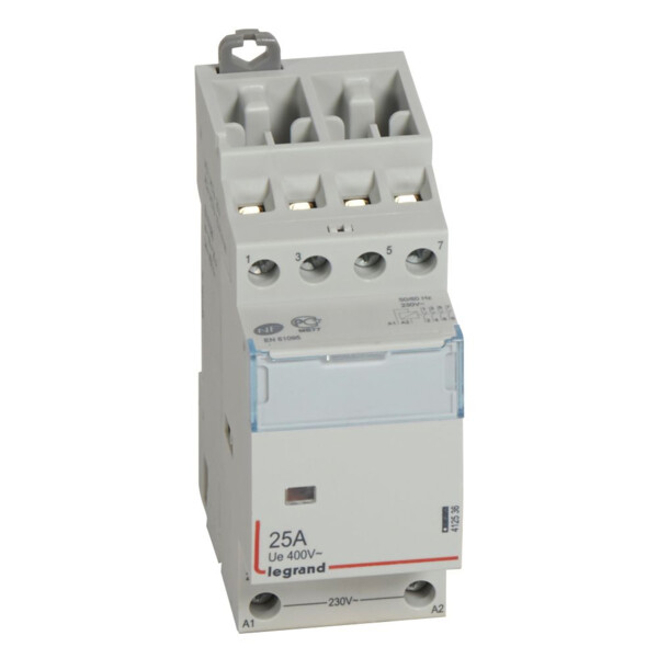 Contacteur de puissance Legrand CX³ bobine 230V sans commande manuelle 4P 400V 25A 4O 2 modules - Legrand - 412536