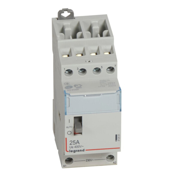 Contacteur de puissance bobine 230 v~ - 4p - 250 v~ - 25 a - 4f - 2 mod - Legrand - 412551