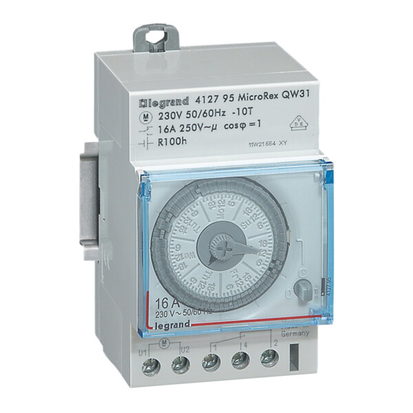Interrupteur horaire analogique Legrand Lexic 16A programmable avec reserve de marche - Legrand - 412795