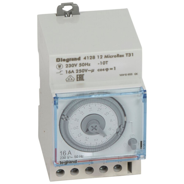 Interrupteur horaire analogique Legrand Lexic programmable manuel journalier sans réserve de marche - Legrand - 412812
