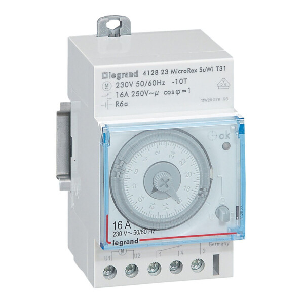Interrupteur horaire programmable analogique Legrand auto journalier 3 modules - Legrand - 412823