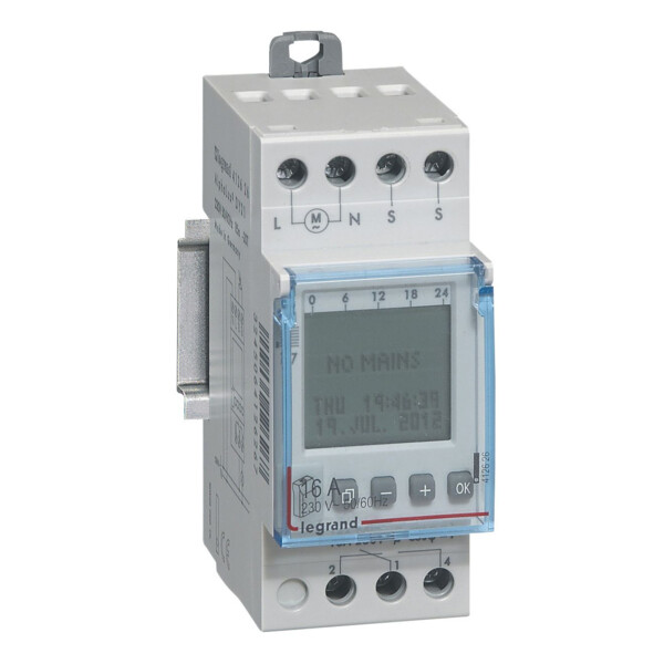 Interrupteur crépusculaire Legrand modulaire programmable sortie 16A 250V 2 modules IP65 - Legrand - 412626
