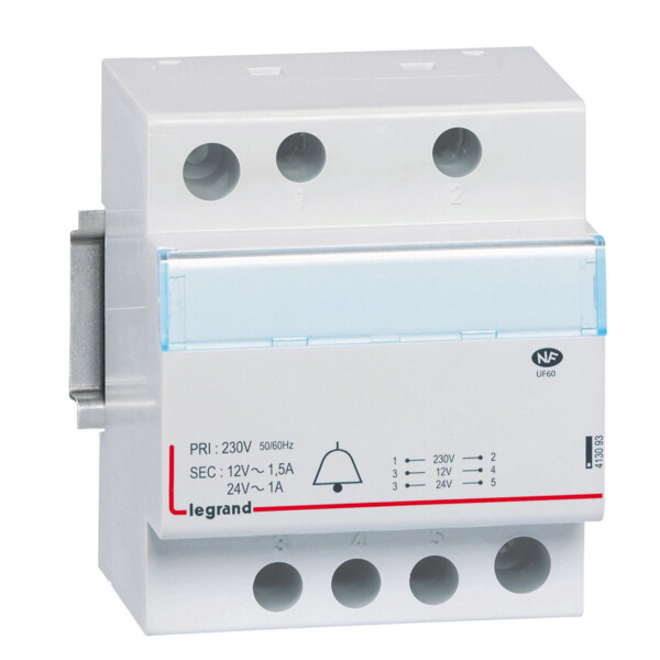 Transformateur pour sonnerie Legrand 230v / 24-12v 24-18va 4 modules - Legrand - 413093