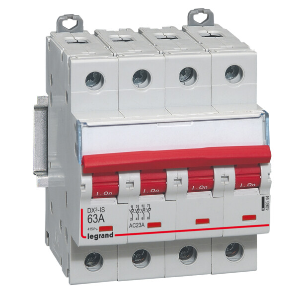 Interrupteur sectionneur de tête 63A Legrand DX³ à déclenchement 4 modules 4P 400V - Legrand - 406544
