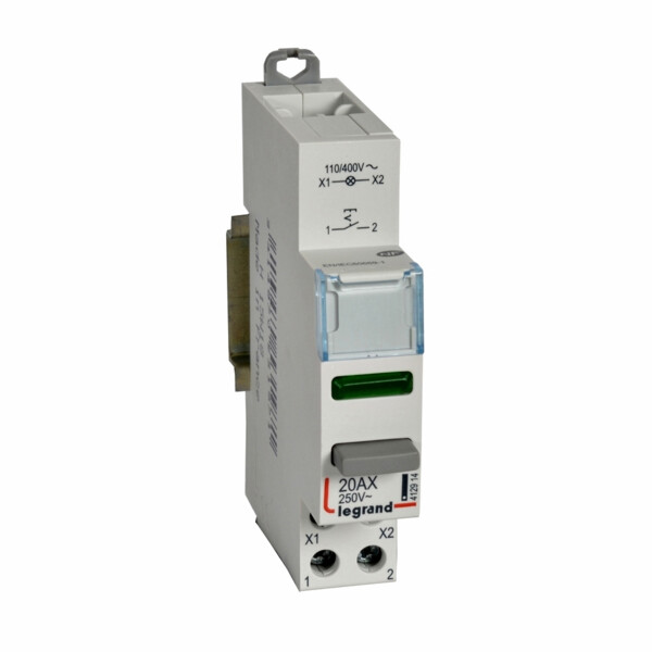 Interrupteur poussoir Legrand CX³ 1 module double fonction contact 1NO et voyant LED vert - Legrand - 412914