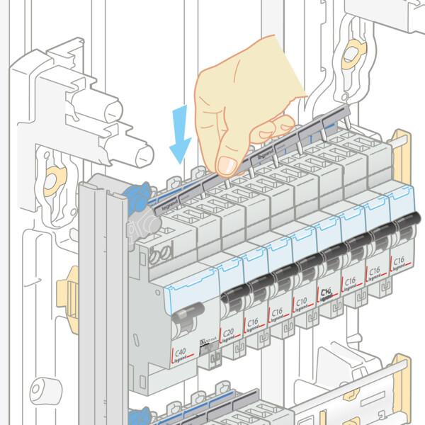 Peigne d'alimentation horizontal Legrand HX³ 1P universel phase et neutre longueur 13 modules - Legrand - 404926