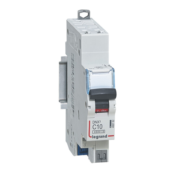 Disjoncteur 1P+N 10A Legrand Dnx³ 4500 6kA courbe C auto/auto 230V  - Legrand - 406782