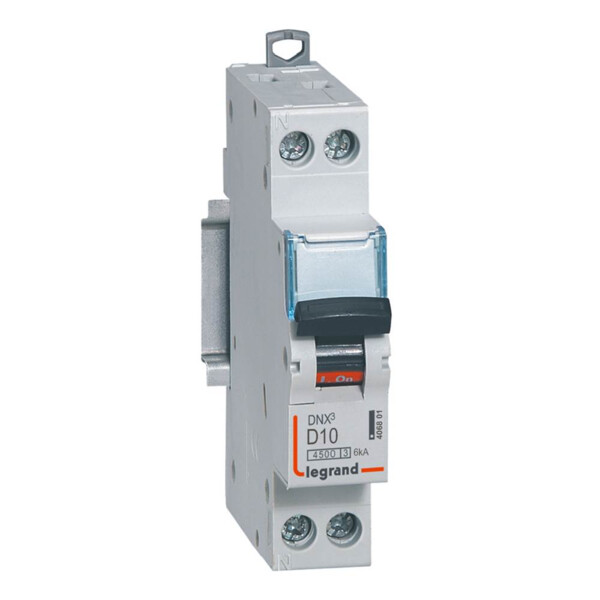 Disjoncteur 1P+N 10A Legrand Dnx³ 4500 6kA courbe D Vis/Vis 230V  - Legrand - 406801