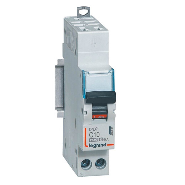 Disjoncteur 1P+N 10A Legrand Dnx³ 4500 6kA courbe C Auto/Vis 230V - Legrand - 406881